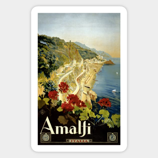 Vintage Travel Poster Italy Amalfi Sticker by vintagetreasure